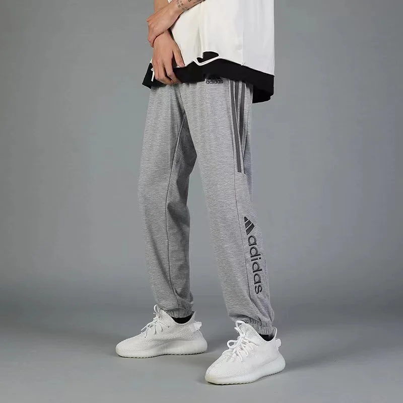 

Дышащие брюки Adidas для мужчин и женщин, осенние брюки для бега, универсальные популярные спортивные штаны для спорта на открытом воздухе, черные и серые