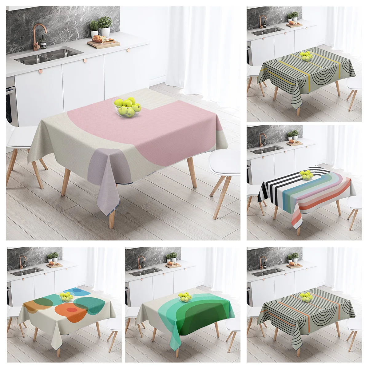 Morandi Ins Style Tablecloth Abstract Art Design 2025 New Geometric Pattern Decorative Tablecloth for Coffee Shop