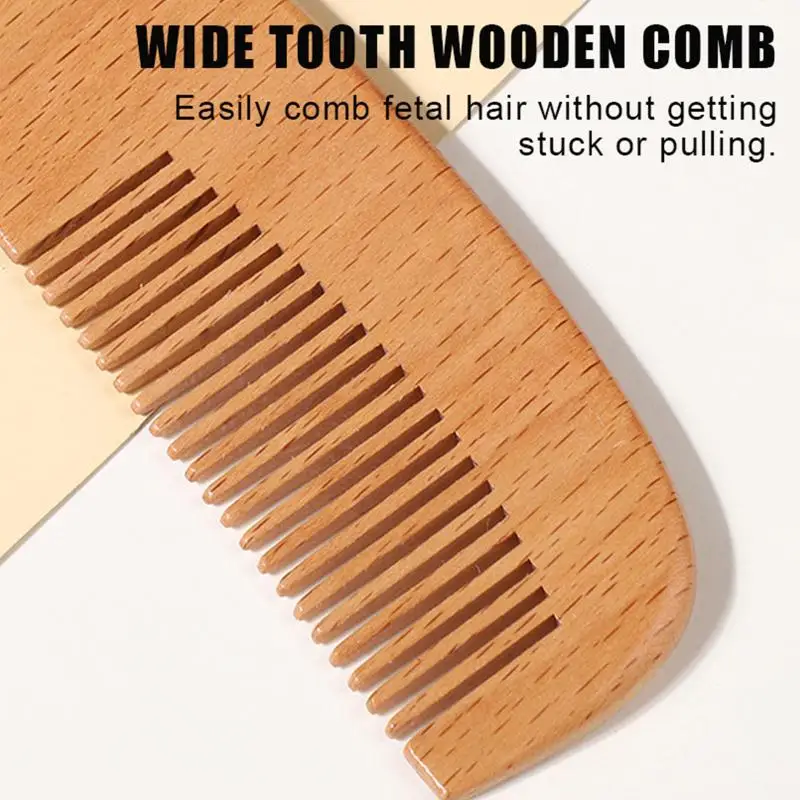 2/3Pcs Cushion Comb  Beech Wood Baby Cushion Comb 2/3Pcs Set with Wool Brush Gentle Scalp Care Newborn Gift Toddler Grooming Kit