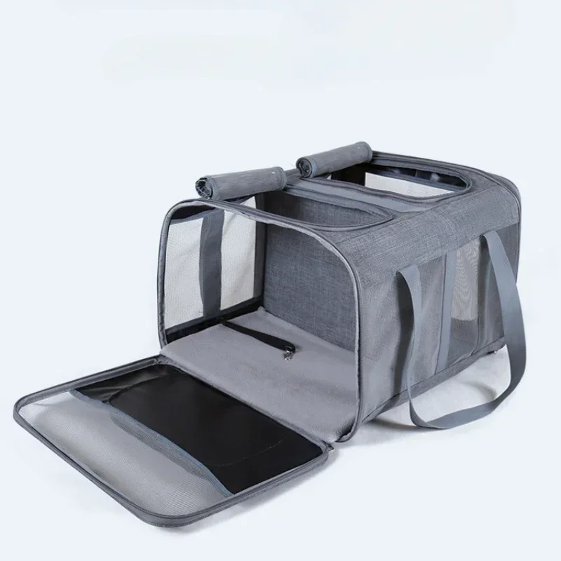 Pet Car Cage Cat Carrier Bag  Expandable Pet Cage Breathable Dog Car Bag Multi Pet Collapsible and Washable