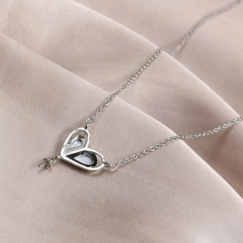 Domestic 14k Gold Injection Gold Double Shell Love Pearl Necklace Pendant Empty Holder DIY Accessories Temperament Women