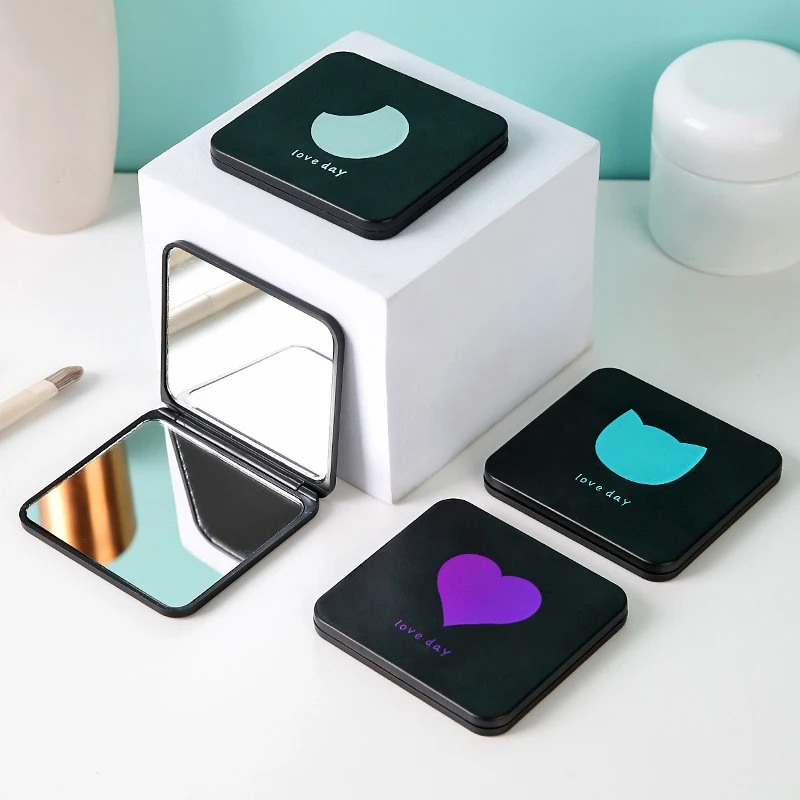 Mini Square Foldable Makeup Mirror Portable Hand Vanity Mirror Double-side Compact Mirror Pocket Cosmetic Mirrors