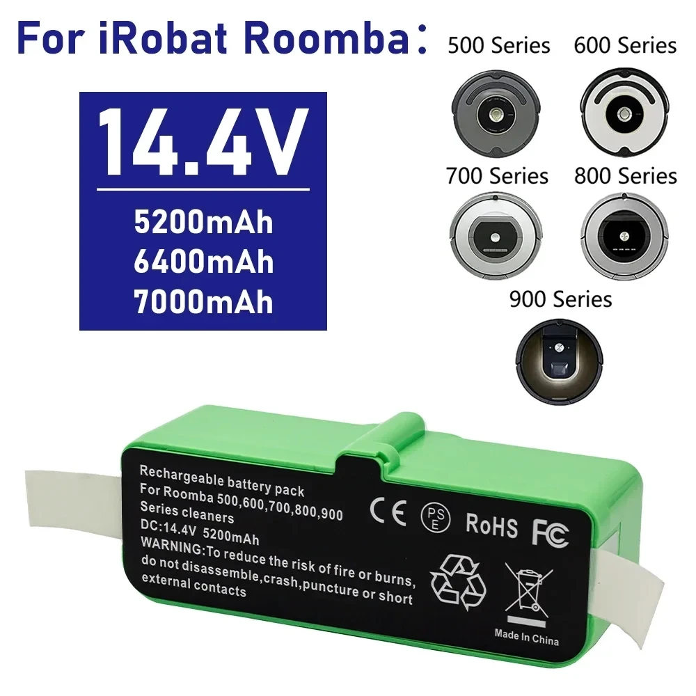 Paquete de batería recargable de iones de litio, 14,4 V, 5200mAh, 6400mAh, 4S 2P, adecuado para la serie iRobot-860 5-9, nueva venta al por mayor