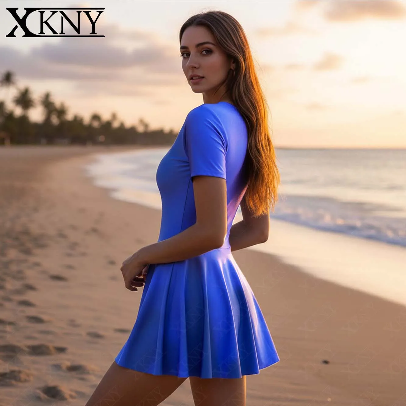 XClocKNYoung satin glossy dress Satin silky ballet skirt  short sleeve umbrella dress glossy skirt party dress leotard