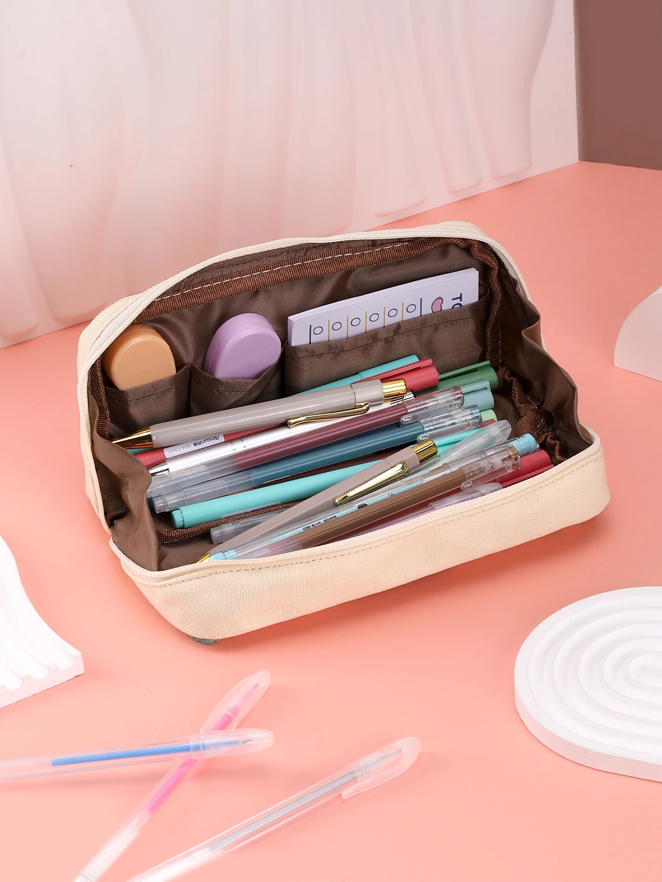 White basic pencil case back to school Pencil cases Large capacity durable pencil pouch Trousse Stationery Bag pencil case