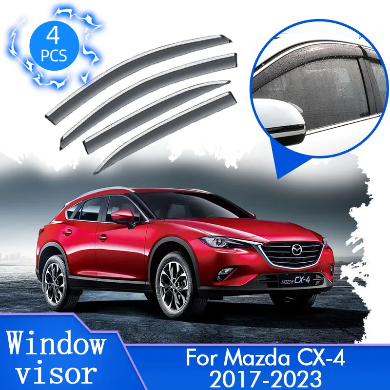 4PCS For Mazda CX-4 CX4 CX 4 2017~2023 Car Door Side Wind Shield Rain Window Visor Deflectors Guard Trim Cover Auto Accessories