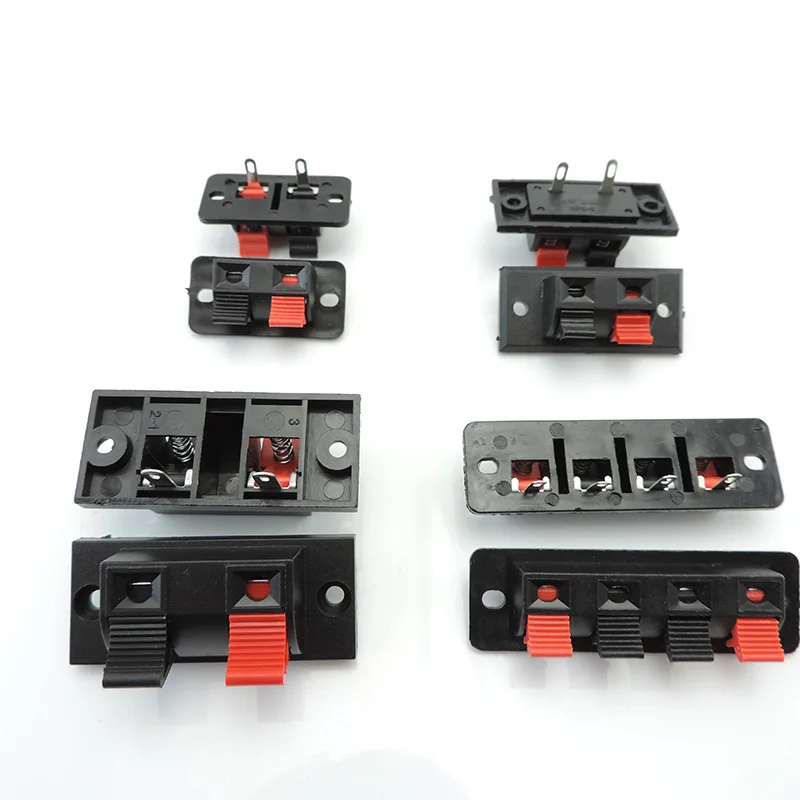 2pcs/lot Connector Terminal 2P 4P Push In Jack Spring Load Audio Speaker Terminals Breadboard Clips e1