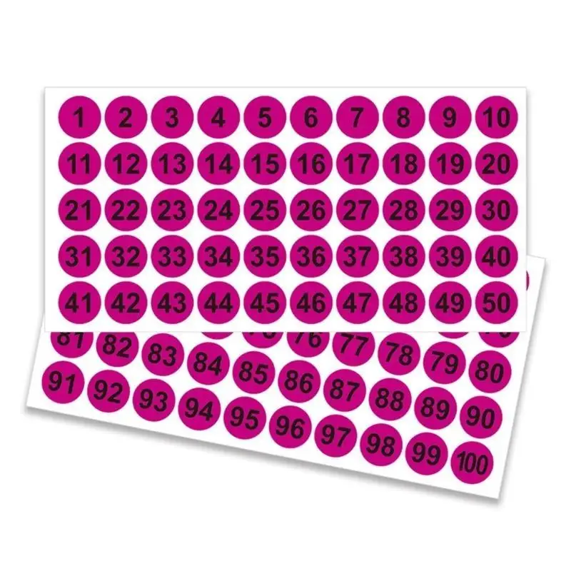 Y1UB 50 Sheets 1-100 Number Stickers 25mm Round Number Stickers for Office Lockers