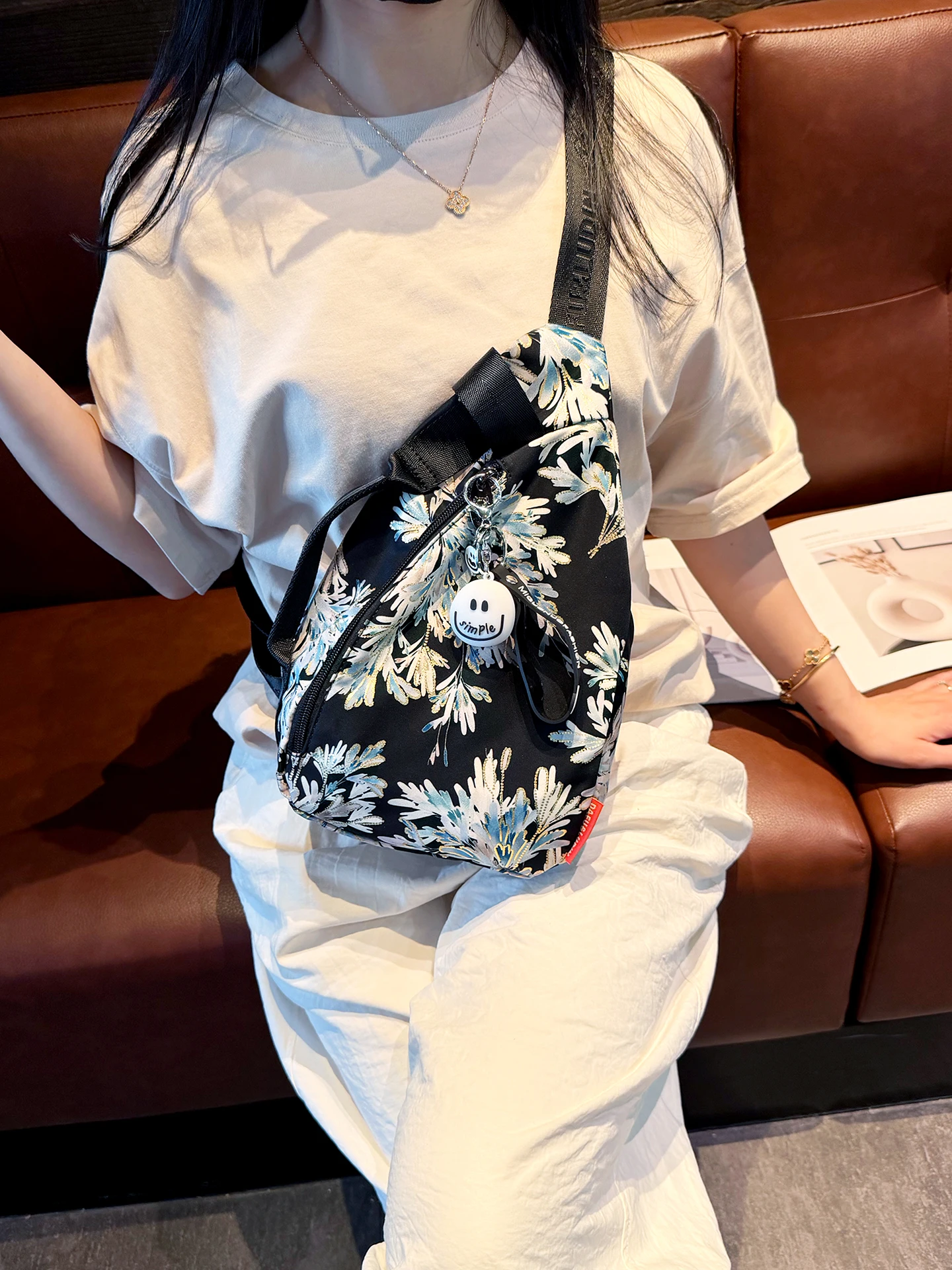 casual-crossbody-bag-women's-lightweight-waterproof-oxford-cloth-printed-chest-bag-single-shoulder-sling-bag-leisure-sport-bag