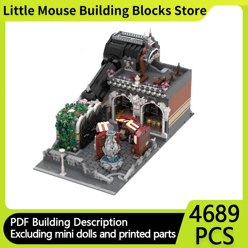 

City Street View Model MOC Building Bricks Market Fountain Square Modular Technology Gifts Holiday Assemble Children Toys Suit
