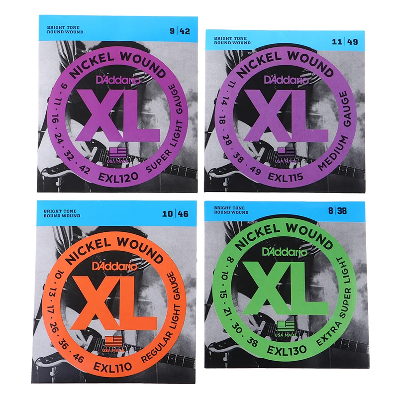 1 paquete de cuerdas de guitarra acústica EXL110 EXL115 EXL120 EXL130 XL cuerdas de guitarra eléctrica de herida redonda de níquel tono brillante completo