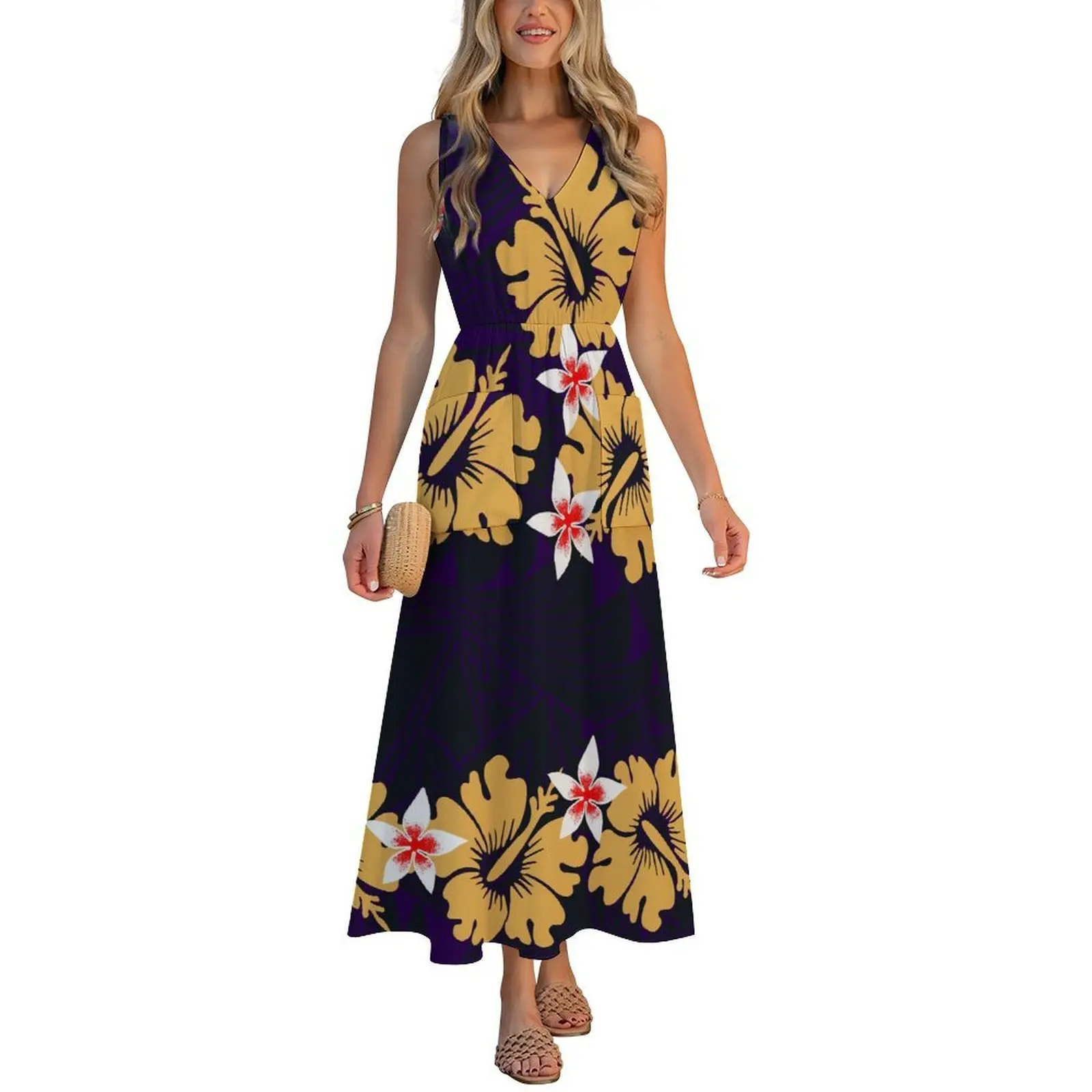 The Customizable Polynesian-Style Printed Slim And Sexy Beach Dress For Women Can Be Personalized