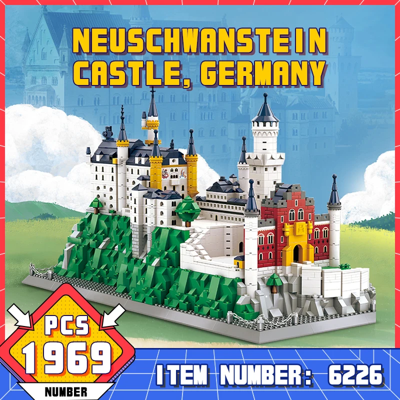 WG6226 Famous City Architecture Bavaria Neuschwanstein Castle Street View Model Adult Technical Bricks Kids DIY Toy Holiday Gift