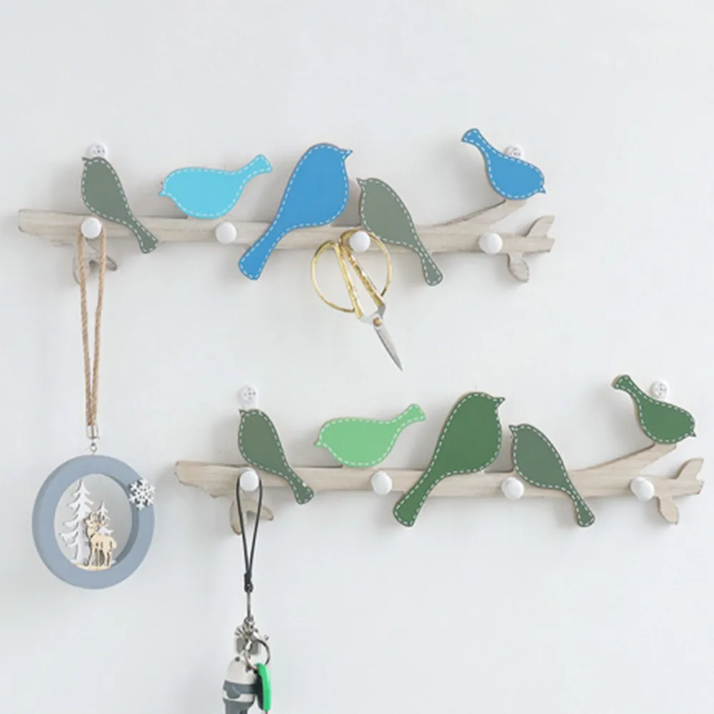 

Wall-Mounted Eco-friendly Wooden Unique Bird Hooks Household Lovely Decoration Storage On The Wall Key Towel Robes Coat Hat Rack