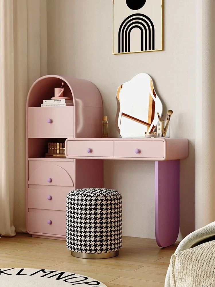 Simple Cream Style Retractable Dressing Table Bedroom Storage Makeup