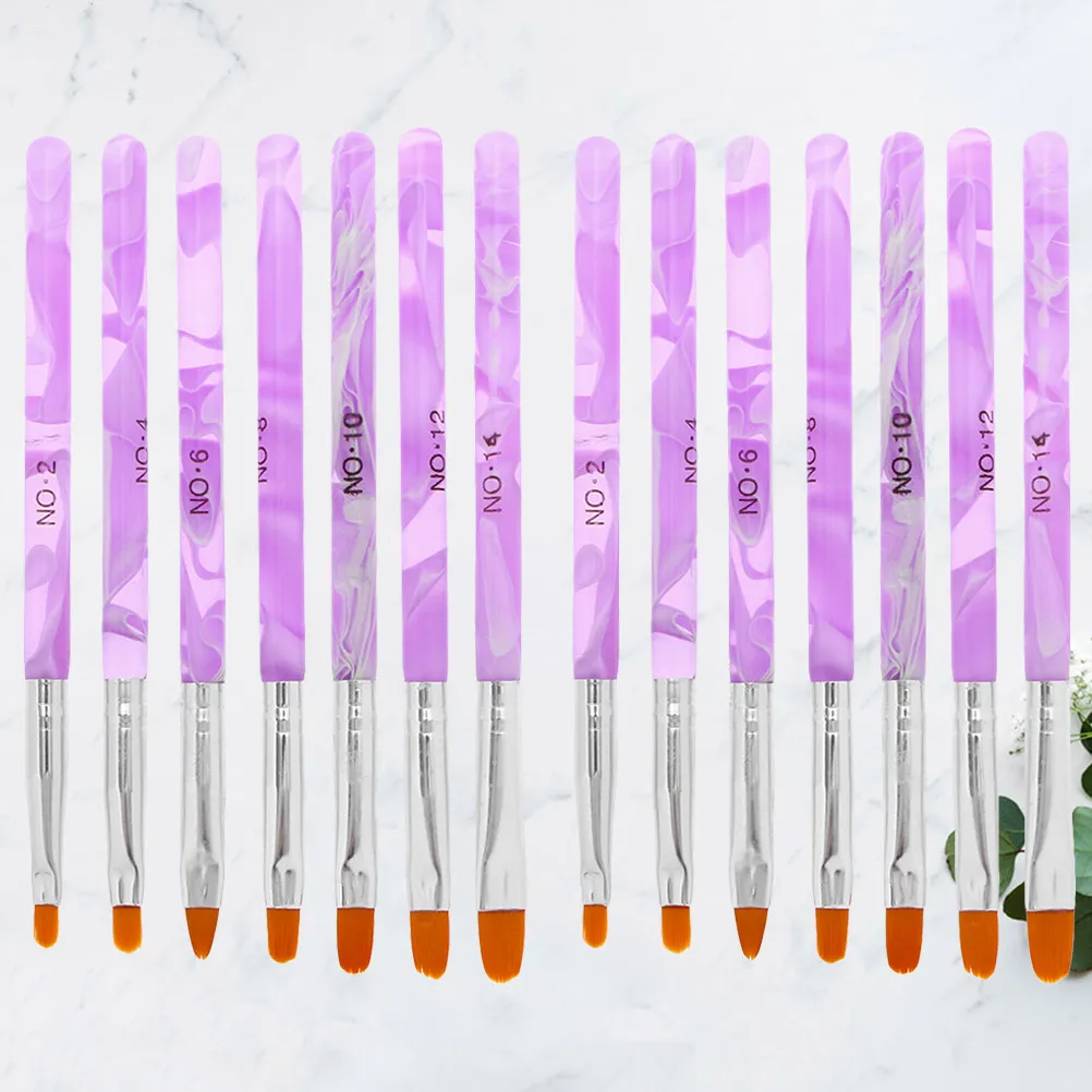 14Pcs Round Head Nail Art Brush Kit Gel Polish Application 3D Floral Pattern Builder French Nail Tips Uv Curing DIY Professional