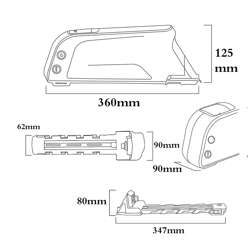 36V/48V/52V Ebike Battery Case Box 18650 Cells  Electric Bicycle Akku Batterie Lithium Battery Box Empty Case