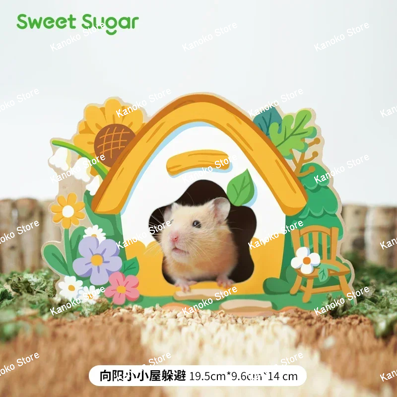 Seria Small Forest Drewniany domek dla chomika Klatka dla małych zwierząt Materiały do ​​​​krajobrazu Akcesoria dla szczurów Wiewiórka Domek dla myszy karłowatej