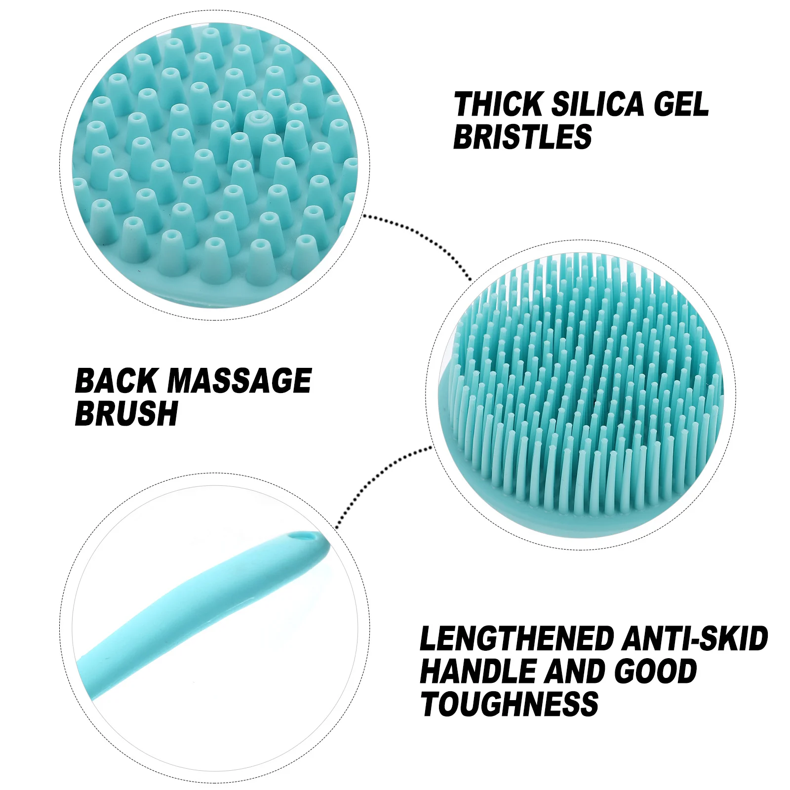 

1 Set Long Handle Silicone Bath Brush Body Cleaning Scrubbers Ergonomic Design Hanging Hole All Skin Types Tool