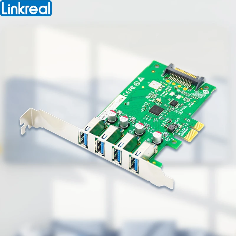 Linkreal-tarjeta de expansión de 4 puertos USB 3,0, tarjeta de expansión de 5 Gb/s para escritorio por PCIe x1 x4 x8 x16 Slot-LRSU9A71-4A