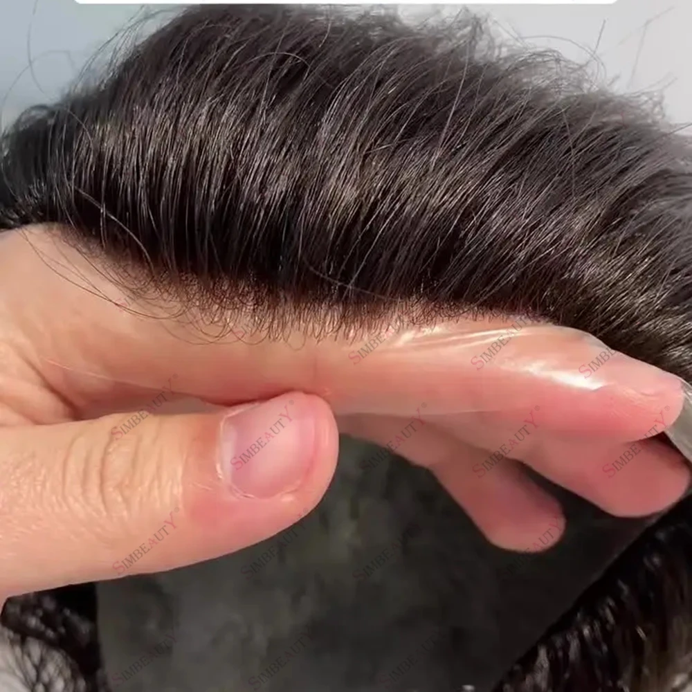 

Undetectable 0.06mm Micro-Skin V-loop Human Hair Natural Hairline Toupee for Man Hair Loss Solution Knots Free Comfort Skin Base
