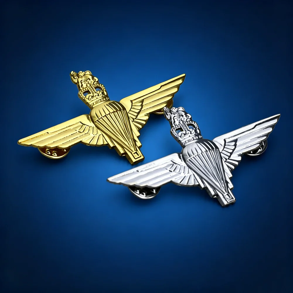 UK Airborne Forces Paratrooper Wings Insignia Metal Lapel Pin Military Souvenir Golden Silvery Brooch Pin Decoration Craft Gift
