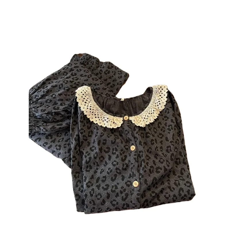Leopard Print Comfortable Cotton Korean Version Senior Sense New Pajamas Women's Spring Autumn Long-sleeved Trousers Home Suit