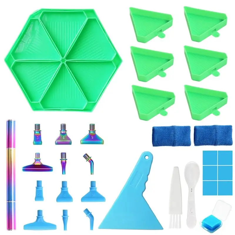 AS63-6 Grid Palette Diamond Painting Tray Kits Hexagon Large Capacity Drill Plate Diamond Painting Pen Art Cross Stitch