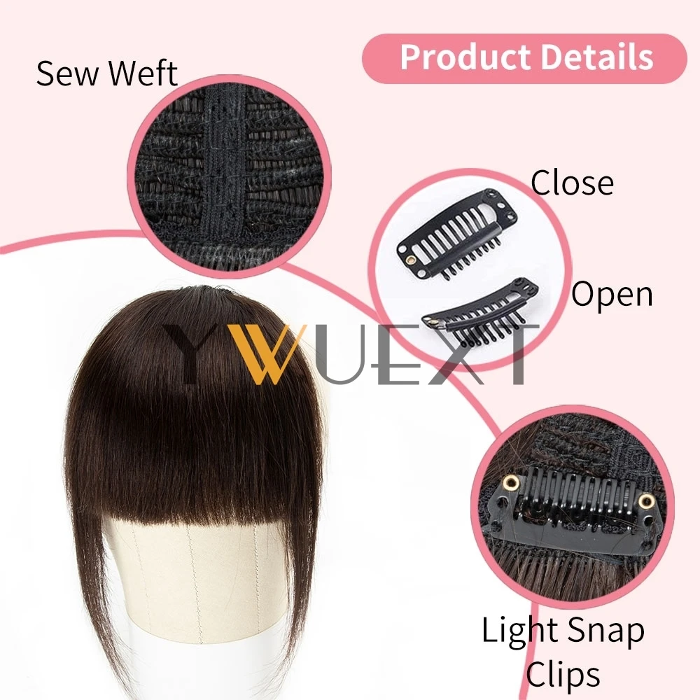 Frangia bionda per capelli umani 3 clip in nero con frangia taglio smussato Pezzo di capelli con frangia bionda nera naturale 8" Clip nelle estensioni dei capelli