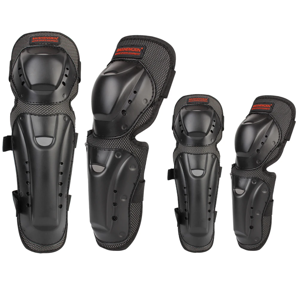 อุปกรณ์ป้องกันขณะขับขี่มอเตอร์ไซค์อุปกรณ์เสริมสำหรับข้อศอกเข่าแผ่นป้องกัน4ชิ้น/เซ็ตอุปกรณ์ป้องกันสำหรับสเก็ตโมโตครอส