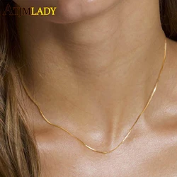 100% 925 Sterling Silver High Quality Gold Plated Thin 0.65MM 1MM 1.5MM Delicate Dainty Box Chain For Women Wedding Necklace