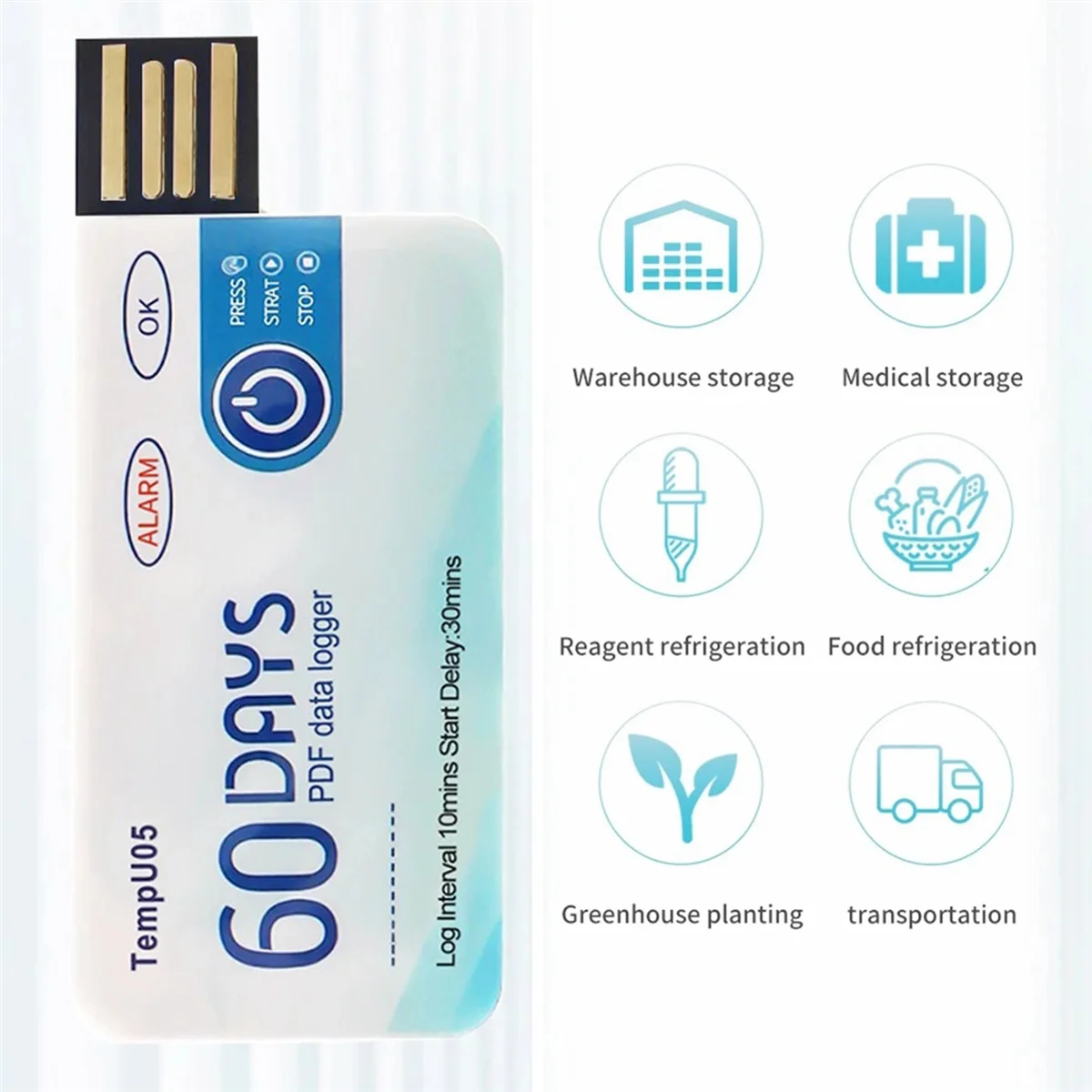 TempU05 Temperature Data Logger 60 Days Disposable Temperature Analyzer PDF USB