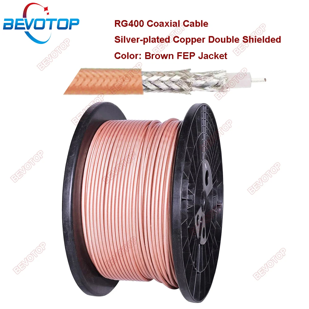 RG400 Silver-plated Copper Double Shielded Cable High Quality Low Loss 50 Ohm 50-3 RF Coaxial Cable Jumper Wire Cord 0.5M~200M