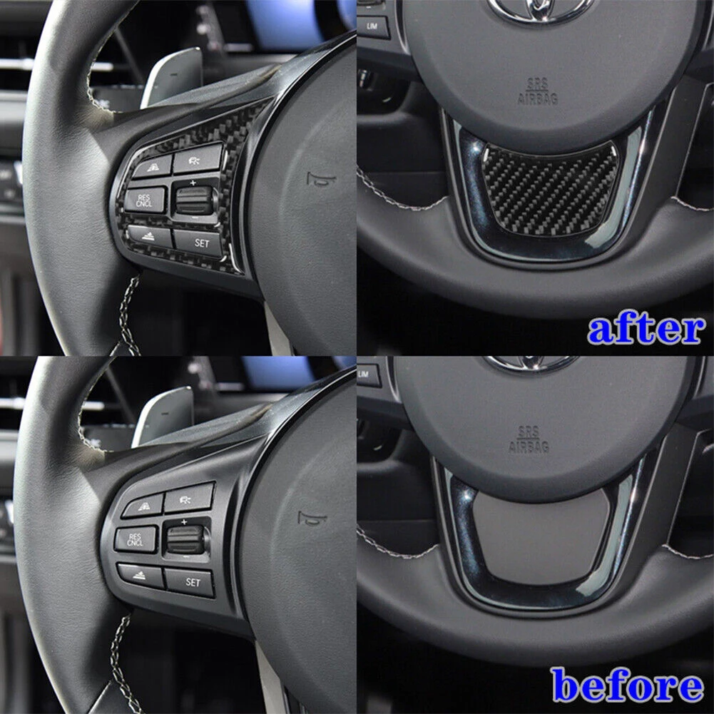 4Pcs Carbon Fiber Steering Wheel Cover Trim Kit For For Toyota For Supra A90 2020 2021 2022 Left Hand Drive Interior Decoration