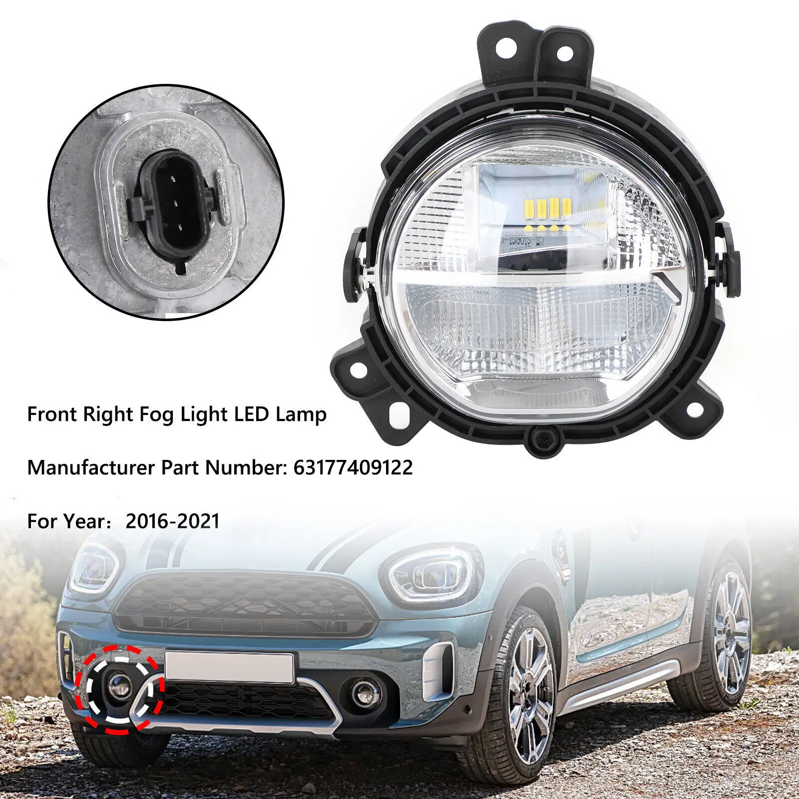 Front Bumper Right Fog Light 63177409122 For BMW Mini Countryman F60 2016-2021