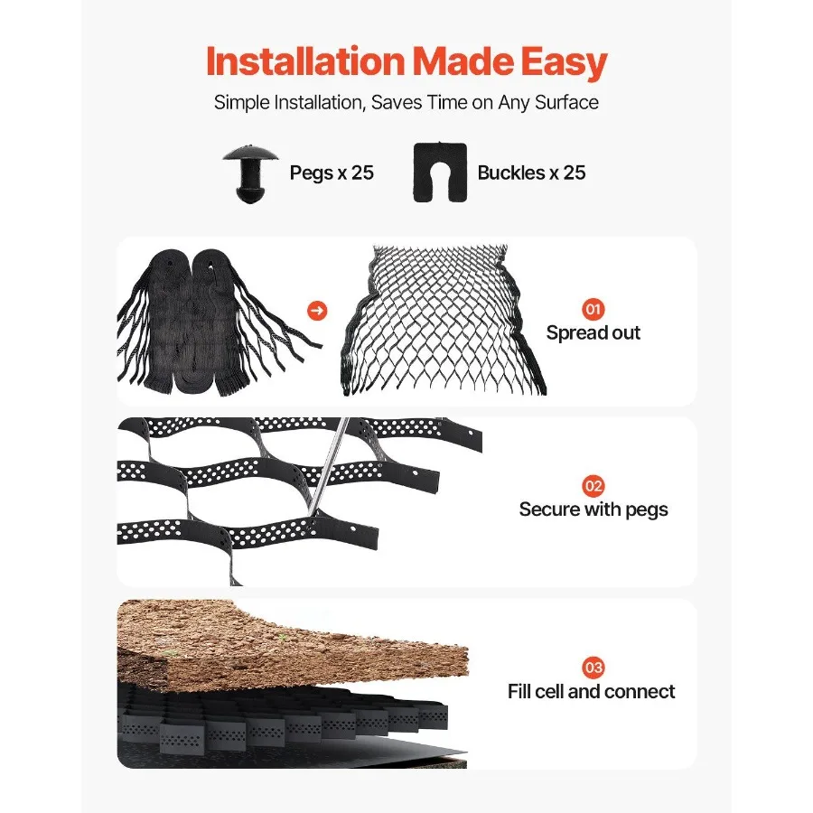 Grade à terra Grade Geocell de profundidade de 2 polegadas 32,81x9,84 pés 10000x3000 mm para cascalho