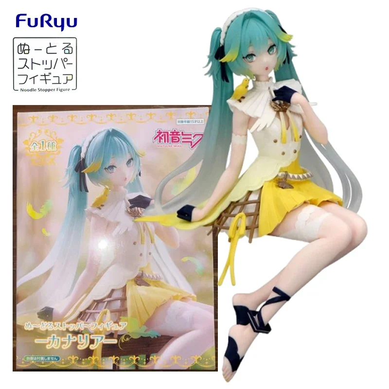 在庫あり-furyu-ヌードルストッパー-初音ミク-canary-pvc-14cm-かわいいバーチャルアイドル-アニメアクションフィギュア-モデルコレクション-おもちゃ