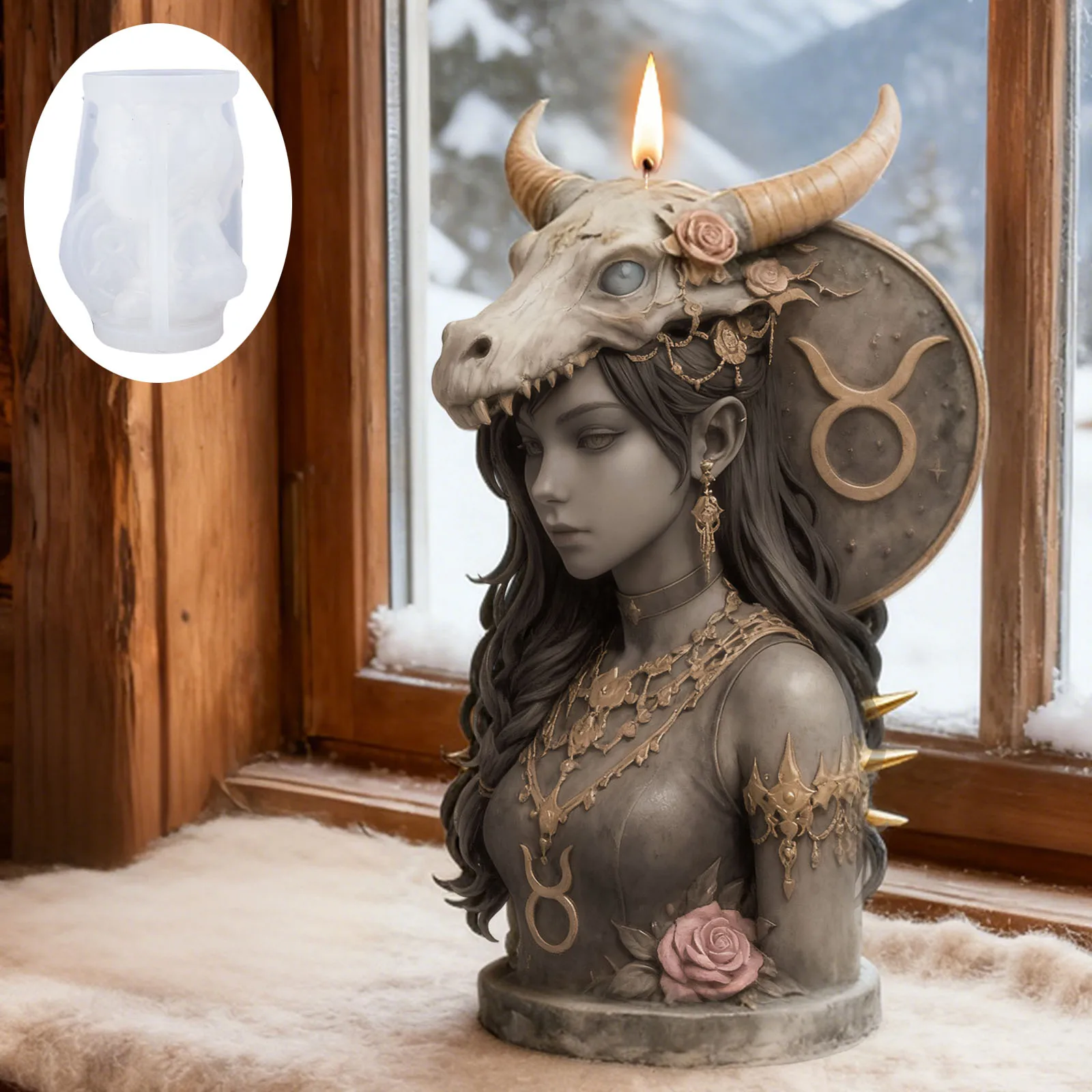 Molde de vela Fantasy Taurus Warrior, artesanía de vela/resina/plastro exquisitamente decorada, textura transparente, reutilizable.