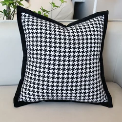 Black White Houndstooth Jacquard Pillowcase Nordic Simple Binding Pillow Cover Decorative Living Room Throw Pillowslip 45X45CM