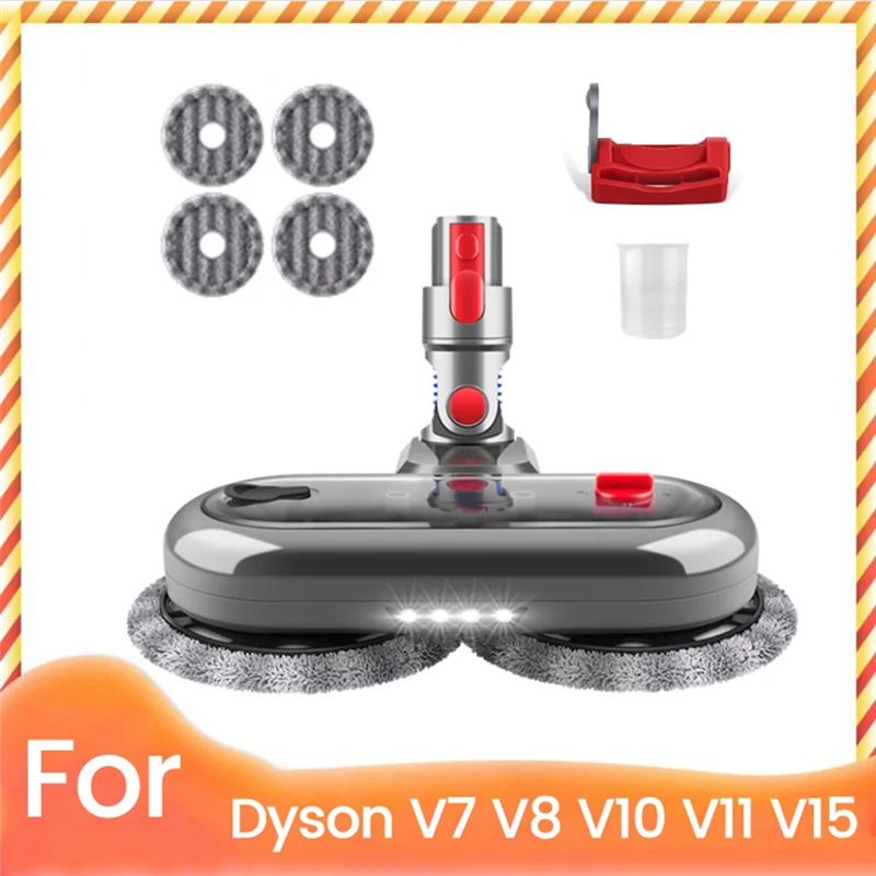 SANQ cabezal de mopa de suelo eléctrico para Dyson V7 V8 V10 V11 V15 piezas de aspiradora con 4 almohadillas de fregona y bloqueo de interruptor