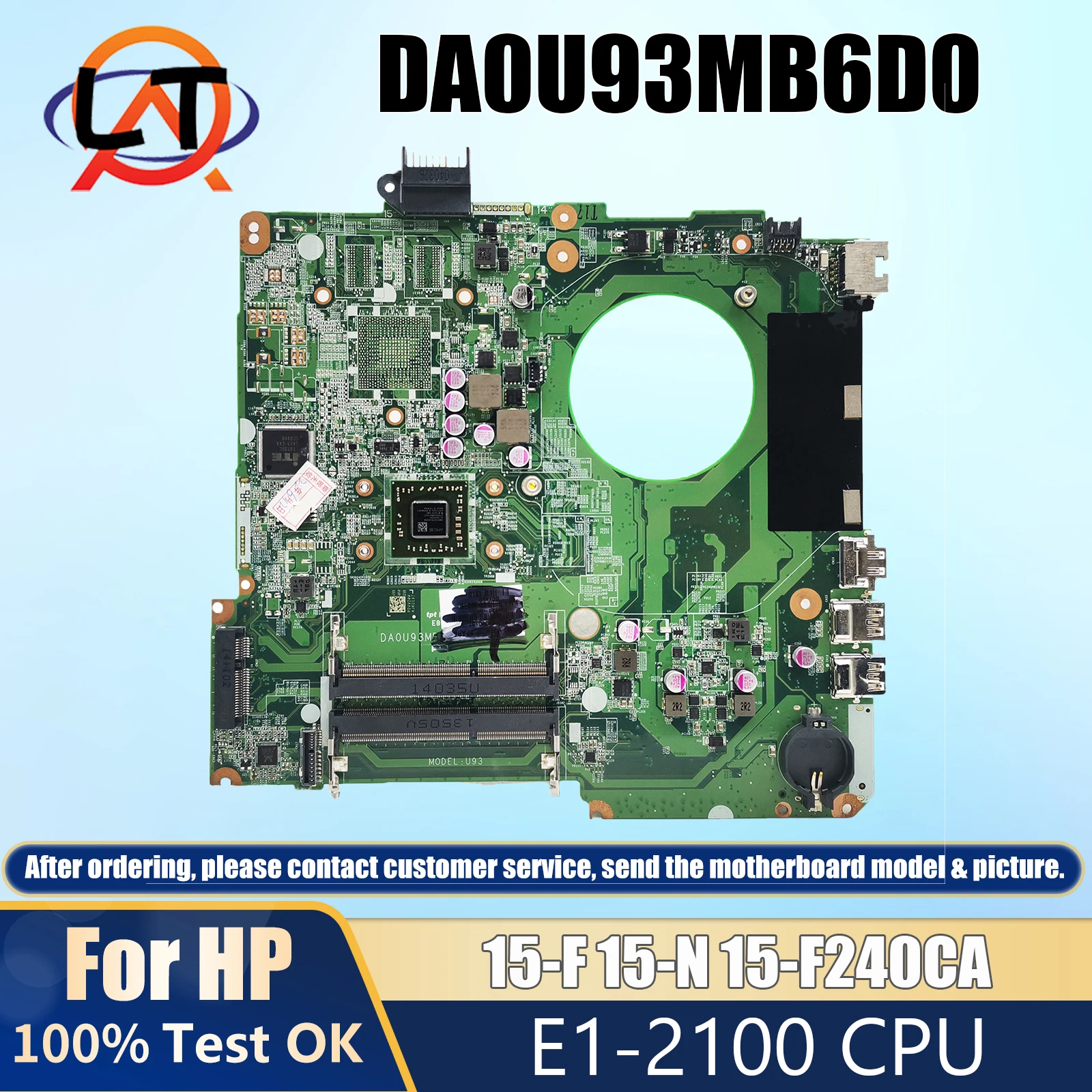 776783-001 776783-601 For HP Pavilion 15-F 15-N 15-F240CA Laptop Motherboard DA0U93MB6D0/DA0U93MB6D2 E1-2100 CPU DDR3