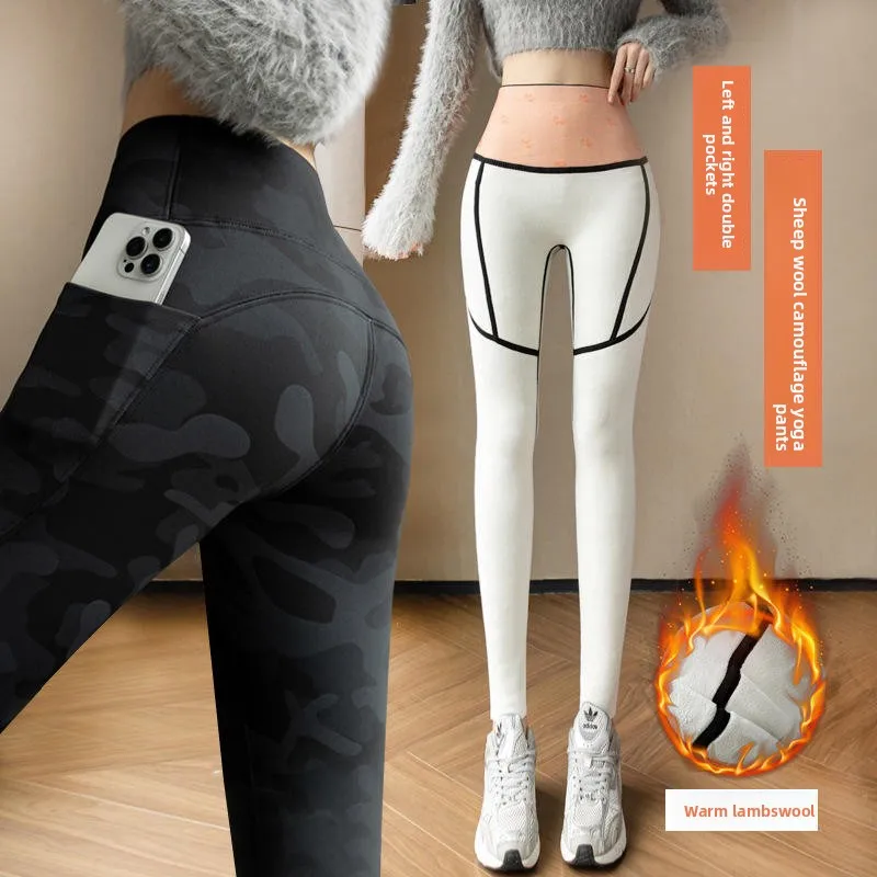 

Женские леггинсы для йоги из овечьего вельвета с флисовой подкладкой, осенне-зимние, теплые, с узором под кожу аркской овцы, с эффектом утяжки живота и подтяжки ягодиц