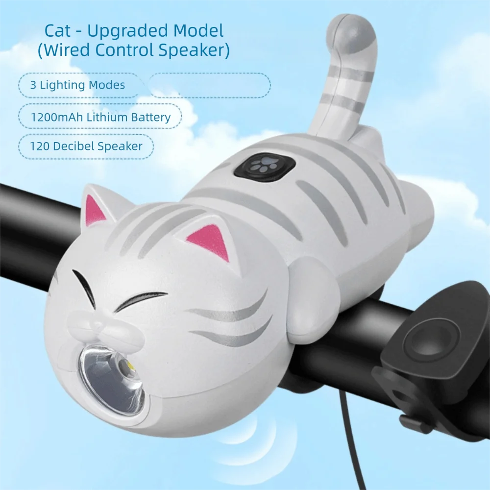 USB Rechargeable Bicycle Headlight Waterproof Super Bright Bike Front Light Bright LED Cartoon Cat Shape Bicycle Front Lamp