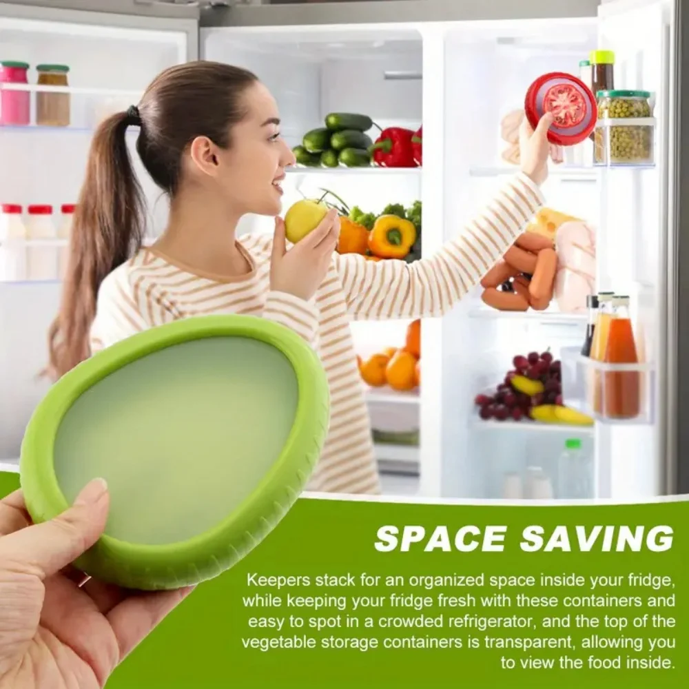 1pc/4pc Food-Grade Silicone Fresh-Keeping Box - Leak-Proof Portable Stackable Fruit Vegetable Food Storage Container Set