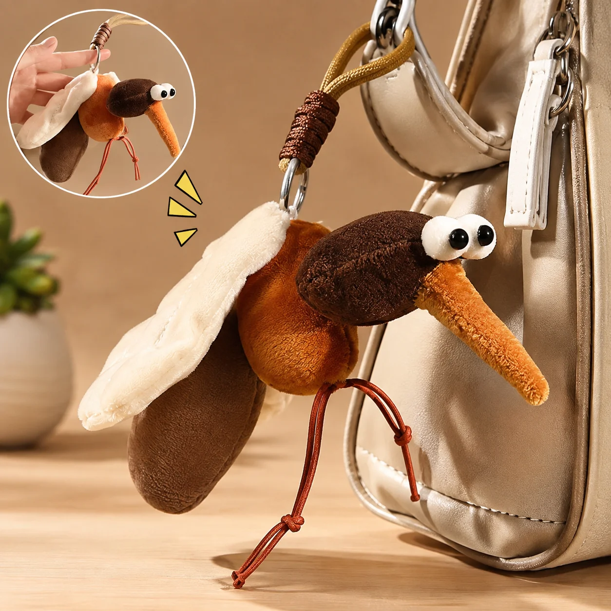 Funny Cockroach Bee Plush Keychain Cute Insect Stuffed Doll Bag Charm Keyring Novelty Prank Toys Party Supplies Gift
