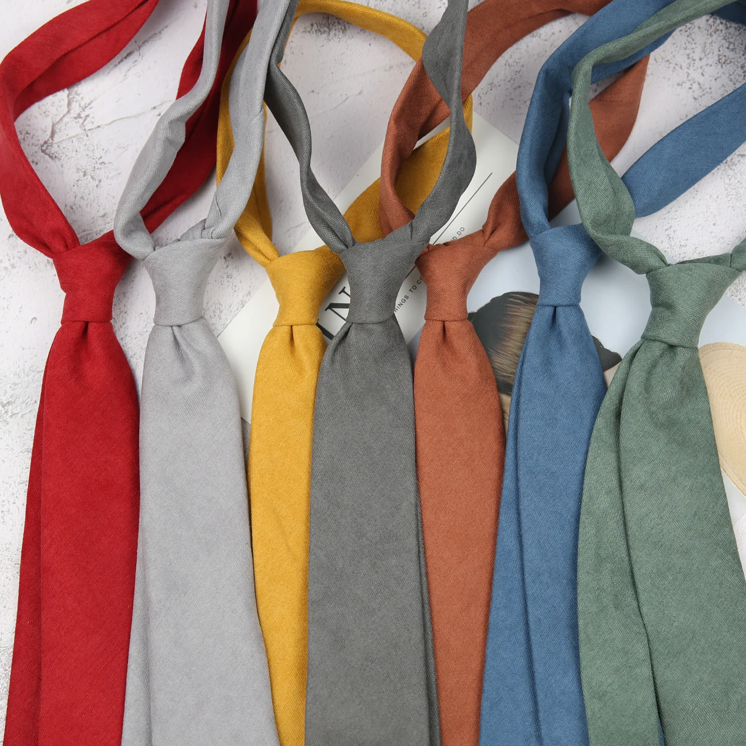 

Linbaiway 7cm Suede Fabric Neck Ties for Mens Solid Color Casual Neckties Wedding Shirt Gravatas Cavat Yellow Red Green Ties