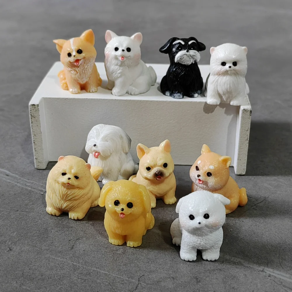 10pc Cute Puppy Small Dog Animal Decoration Resin Craft Miniature Figure Tiny for Bonsai Microlandscape Fairy Garden Decor