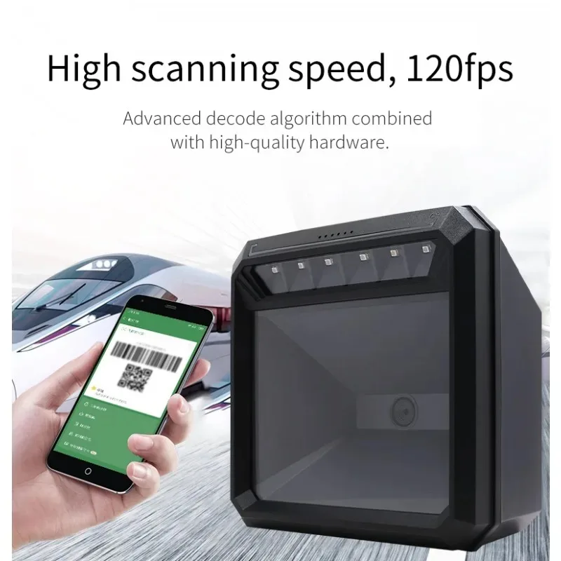 

Handsfree 2D 1D Barcode Scanner QR Omnidirectional Desktop Bar Code Reader Supermarket Pharmacy Cashier Barcode Payment Box