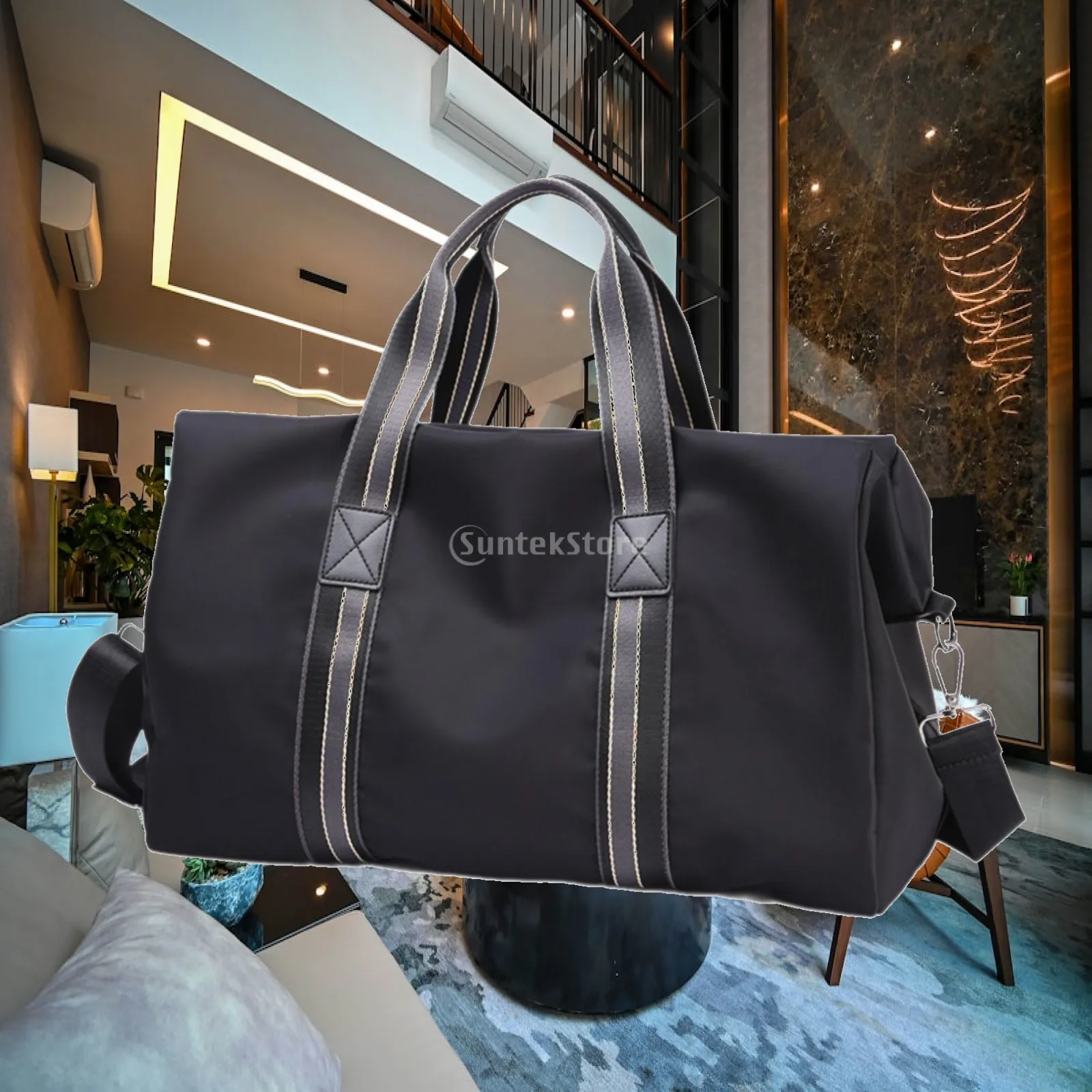 Compact Travel Duffel Bag for Women Oxford Cloth with Interior Pockets Adjustable Shoulder Strap for Business Trip Outdoor