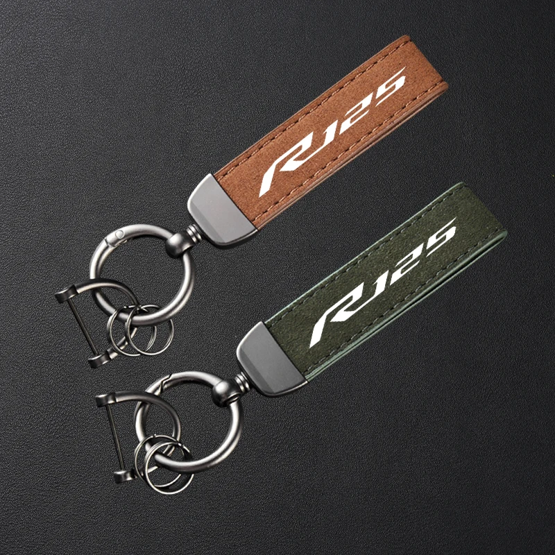 For Yamaha YZF R125 R 125 Accessories High-Grade Leather Suede Keychain Motorcycle Keyring